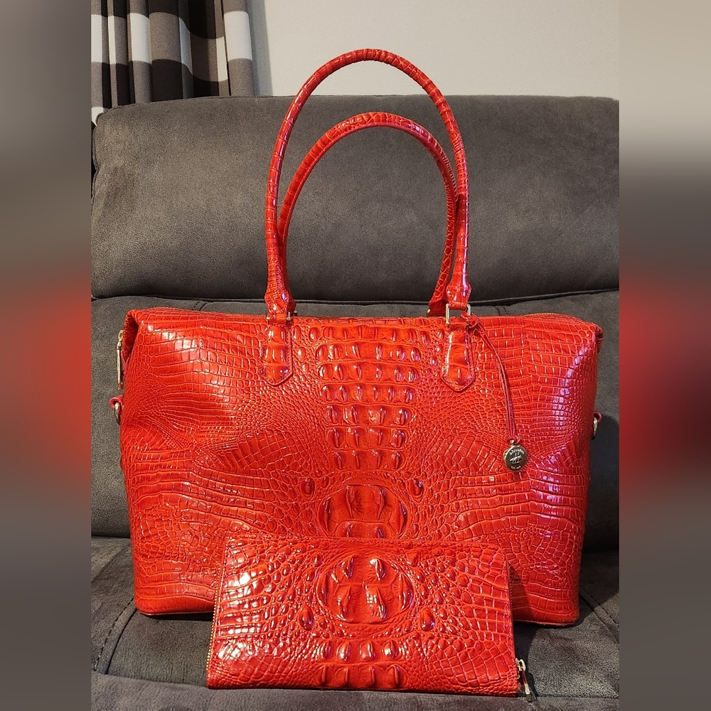 Candy Apple Red Duxbury Brahmin Weekender and matching Skyler